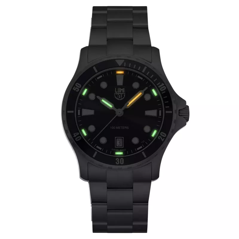 LUMINOX Herren XS.0941 Atacama Field Automatic 1940 Series Uhr 44mm schwarzes Zifferblatt Lederarmband