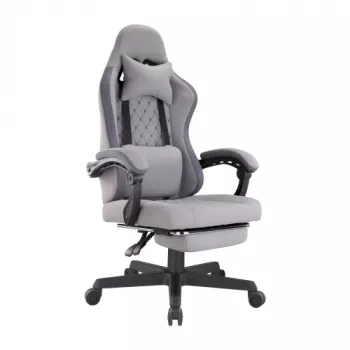LUMIVIDA HS084714 Ergonomischer Gaming-Stuhl mit Kopf- und Lendenwirbelstütze, Schwarz/Rot, PU-Leder, 90-155° Neigung, 150 kg Belastbarkeit
