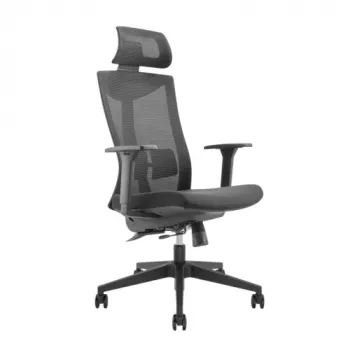 LUMIVIDA HS084721 Ergonomischer Bürostuhl mit verstellbarer Kopfstütze und Lendenwirbelstütze, atmungsaktive Mesh-Rückenlehne, Schwarz
