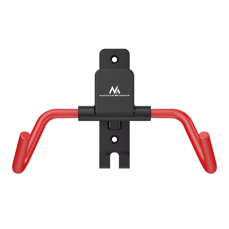 MACLEAN MC-172 Horizontaler Wandmontierter Fahrradträger, Stahl, 30 kg Belastung, Verstellbarer Winkel, Klappbar, Schwarz