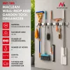 Maclean MC-185 Wandmontierter Werkzeug-Organizer für Gartengeräte und Mopps, Stahl, 60 cm, 20 kg Belastung, mit Haken