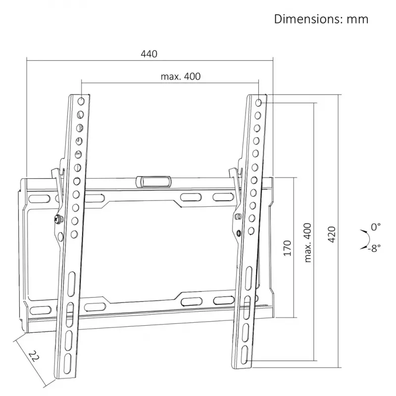 MACLEAN MC-187 Neigbarer TV-Wandhalterung für 32-75 Zoll Bildschirme, VESA bis 400x400, 45 kg, Schwarz
