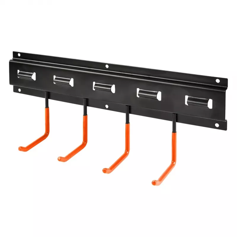 MACLEAN MC-193 Wandmontierter Gartengeräte-Organizer mit 5 Auto-Griffhaltern und 6 klappbaren Haken, ABS-Kunststoff, Grau/Schwarz