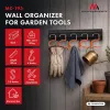 MACLEAN MC-193 Wandmontierter Gartengeräte-Organizer mit 5 Auto-Griffhaltern und 6 klappbaren Haken, ABS-Kunststoff, Grau/Schwarz