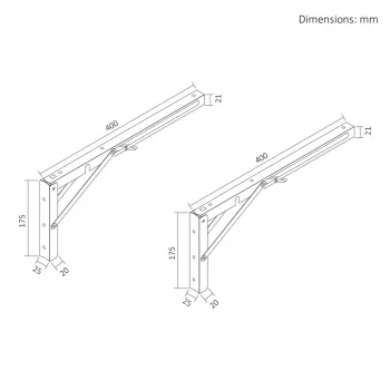 MACLEAN MC-195 Klappbarer Wandregalträger Paar Weiß Stahl 60kg