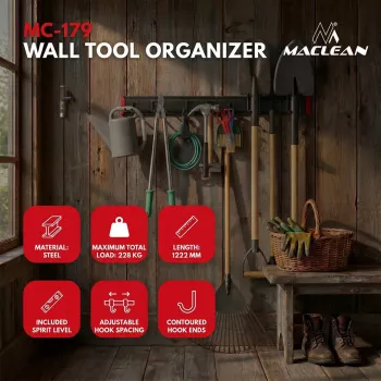 Maclean Wand-Werkzeugtafel aus Stahl, max. Belastung 228 kg, Breite 1222 mm, MC-179