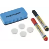 MAGNETOPLAN HOLTZ 37102 Whiteboard-Zubehörset – Magnetischer Radierer, 4 Magnete, 4 Marker (Schwarz/Rot)
