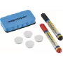 MAGNETOPLAN HOLTZ 37102 Whiteboard-Zubehörset – Magnetischer Radierer, 4 Magnete, 4 Marker (Schwarz/Rot)