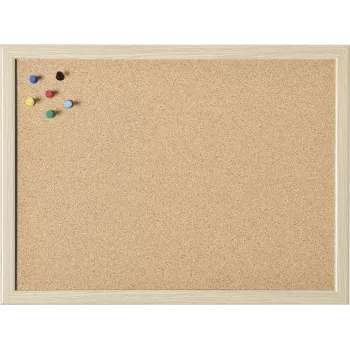 MAGNETOPLAN HOLTZ Korktafel mit Holzrahmen 800 x 600 mm, Naturkork, wandmontierbare Pinnwand für Notizen, Memos und Fotos (121923)