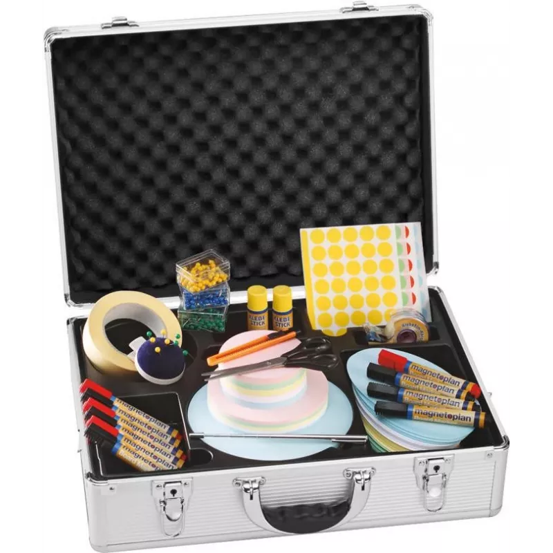 MAGNETOPLAN HOLTZ Moderations-Kit Compact, gefüllt mit über 1.800 Teilen, robustes Aluminiumgehäuse (1111511)