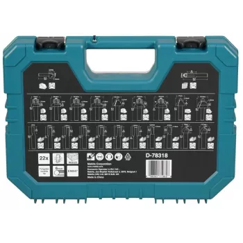 Makita 22-teiliges Universal-Bohrer-Set mit HSS-R, Steinbohrern, Holzbohrern und Schraubendreher-Bits, 6 mm