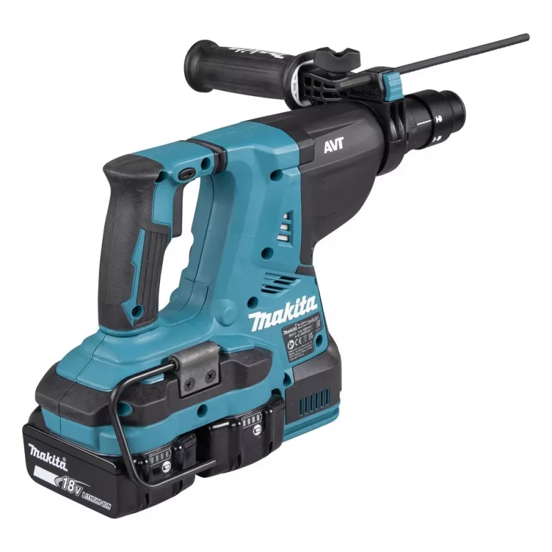 Makita DHR281PT2J 36V (2x18V) Bürstenloser SDS-Plus Bohrhammer-Set mit 2x5,0Ah Akkus, Doppelladegerät & Makpac-Koffer
