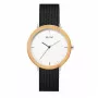 MAM MAM687 Unisex 39mm Teakholz Uhr mit schwarzem Lederarmband