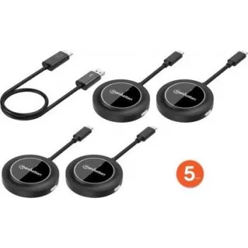 MANHATTAN 1080p Wireless HDMI Display Präsentationsset mit 4 USB-C Transmitter-Modulen, Schwarz