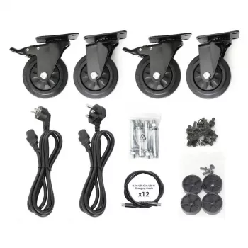 Manhattan 12-Fach USB-C Laptop-Ladeschrank auf Rollen, 65W pro Port, 780W gesamt, Stahl, Schwarz, UK- und EU-Kabel, 395x32,5x290mm Fächer