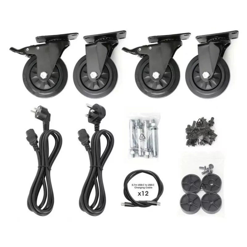 Manhattan 12-Fach USB-C Laptop-Ladeschrank auf Rollen, 65W pro Port, 780W gesamt, Stahl, Schwarz, UK- und EU-Kabel, 395x32,5x290mm Fächer