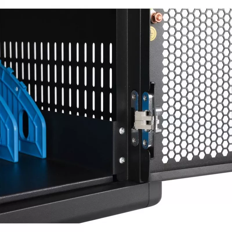Manhattan 12-Fach USB-C Laptop-Ladeschrank auf Rollen, 65W pro Port, 780W gesamt, Stahl, Schwarz, UK- und EU-Kabel, 395x32,5x290mm Fächer