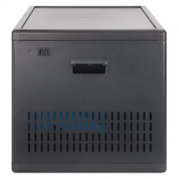 Manhattan 12-Fach USB-C Laptop-Ladeschrank auf Rollen, 65W pro Port, 780W gesamt, Stahl, Schwarz, UK- und EU-Kabel, 395x32,5x290mm Fächer