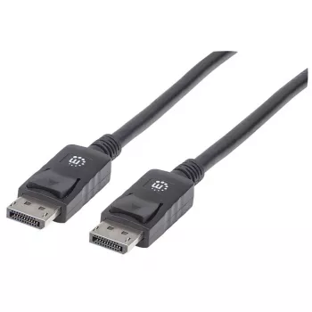 Manhattan DisplayPort 1.2 Kabel, 4K@60Hz, 2m, Stecker auf Stecker, mit Verriegelung, vollständig abgeschirmt, schwarz, lebenslange Garantie, Polybeutel