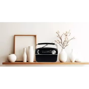 Manta RDI918B Tragbarer CD-Player mit FM-Radio, MP3-Wiedergabe, USB- und AUX-Eingang, Schwarz