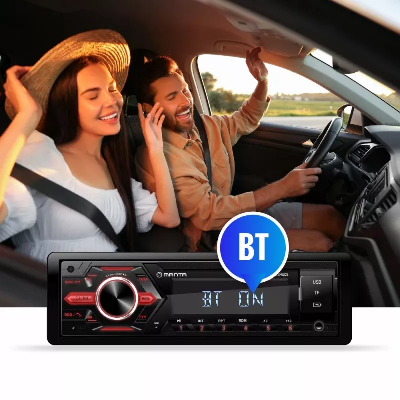Manta RS4508 Ottawa 1-DIN Autoradio mit FM-Tuner, USB, SD-Karte, AUX, 4x40W, weißes LCD-Display, blaue Beleuchtung