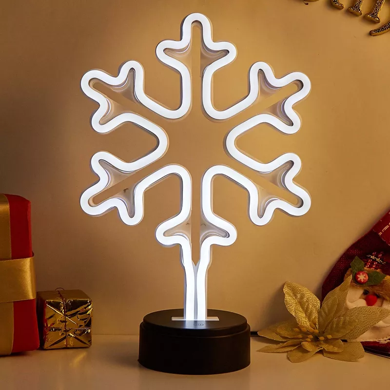 Manta SNL84WH LED Schneeflocken-Deko-Leuchte, Kaltweiß, batteriebetrieben, hängend, Kunststoff, Weiß, 200 mm