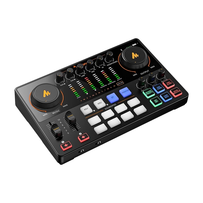 Maono AME2 GEN2 USB-C Soundkarte – 2 XLR/TRS Kombi-Eingänge, +48V Phantomspeisung, Batteriebetrieb