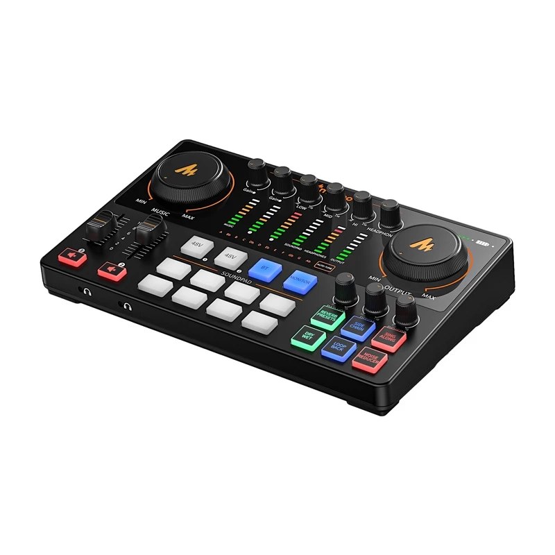 Maono AME2 GEN2 USB-C Soundkarte – 2 XLR/TRS Kombi-Eingänge, +48V Phantomspeisung, Batteriebetrieb
