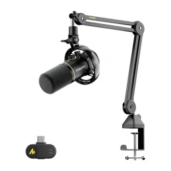 MAONO PD200WS Dynamisches Mikrofon (Schwarz) – USB/XLR Niere mit RGB und Null-Latenz-Überwachung