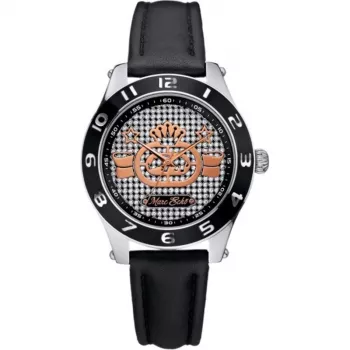 MARC ECKO E09502M1 Unisex Quarz Analog Uhr 39mm Edelstahlgehäuse Schwarzes Silikonband