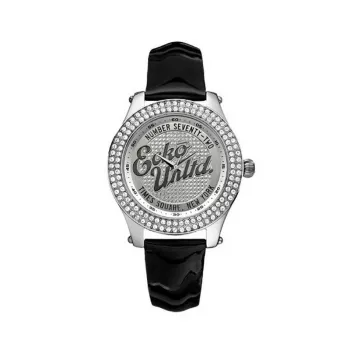 MARC ECKO E10038M1 Unisex Quarz Analog Uhr 39mm Edelstahlgehäuse Schwarzes Silikonarmband