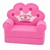 MARKA NIEZDEFINIOWANA Relaxsessel Sofa-Liege mit Krone 2-in-1 für Kinder Soft Pink