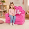 MARKA NIEZDEFINIOWANA Relaxsessel Sofa-Liege mit Krone 2-in-1 für Kinder Soft Pink