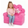 MARKA NIEZDEFINIOWANA Relaxsessel Sofa-Liege mit Krone 2-in-1 für Kinder Soft Pink
