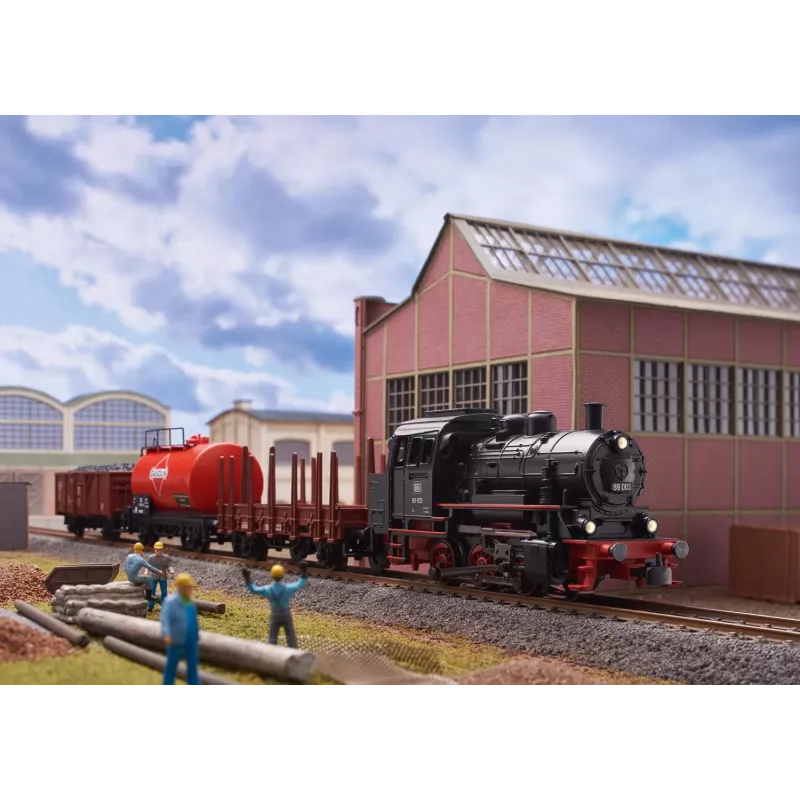 Märklin 29890 Digitales Starterset Güterzug mit BR 89.0 Dampflokomotive, C-Gleis, Mobile Station, H0 Maßstab (1:87), Epoche III