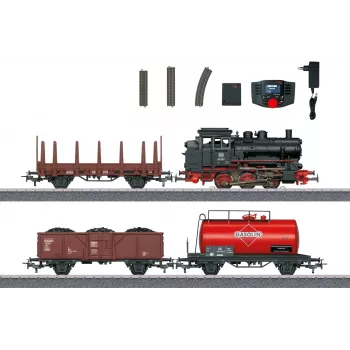 Märklin 29890 Digitales Starterset Güterzug mit BR 89.0 Dampflokomotive, C-Gleis, Mobile Station, H0 Maßstab (1:87), Epoche III
