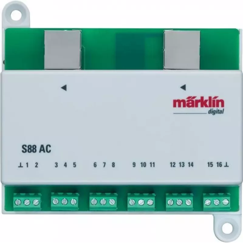 Märklin 60881 s88 Digital-Rückmeldemodul für 16 Kontakteingänge – Grün/Weiß