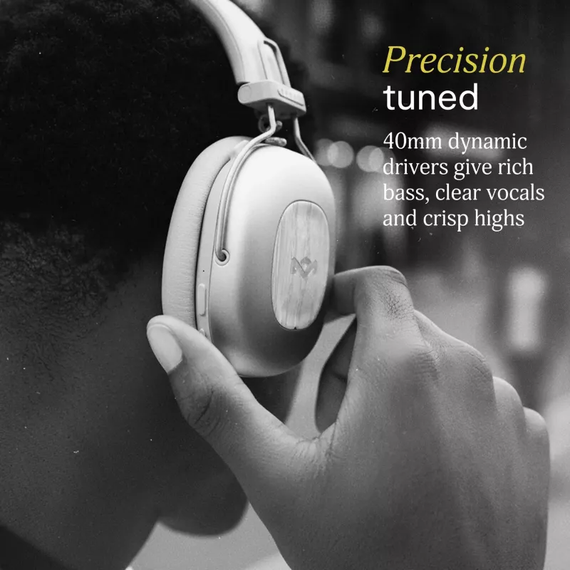 Marley Positive Vibration Rebel Kabellose On-Ear-Kopfhörer mit aktiver Geräuschunterdrückung, Bluetooth 5.0 – Creme