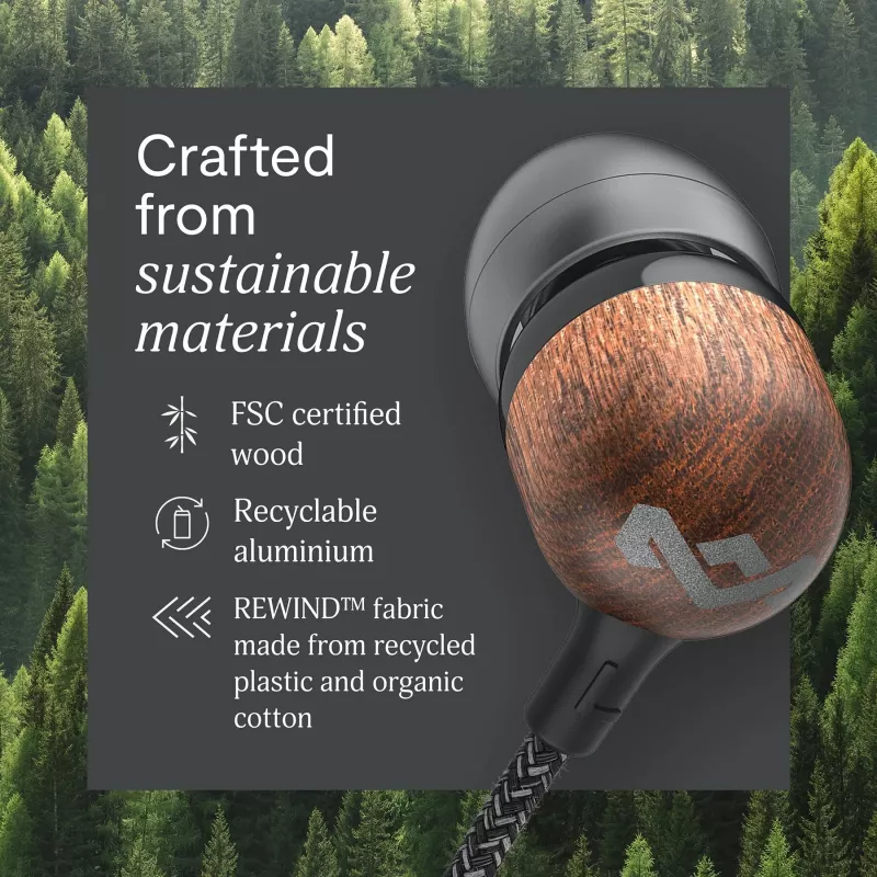 Marley Smile Jamaica Kabelgebundene Ohrhörer mit eingebautem Mikrofon, USB-C – Signature Black
