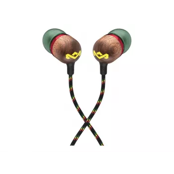 Marley Smile Jamaica In-Ear Kabelgebundene Ohrhörer mit Mikrofon und USB-C, 9-mm-Treiber – Rasta (EM-JE042-RA)