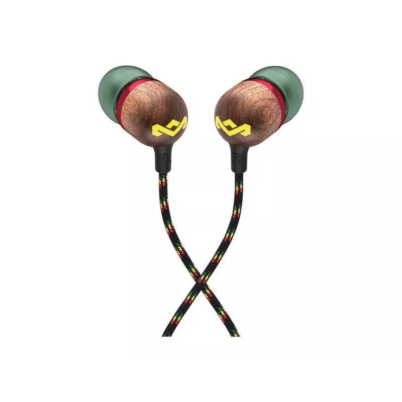 Marley Smile Jamaica In-Ear Kabelgebundene Ohrhörer mit Mikrofon und USB-C, 9-mm-Treiber – Rasta (EM-JE042-RA)