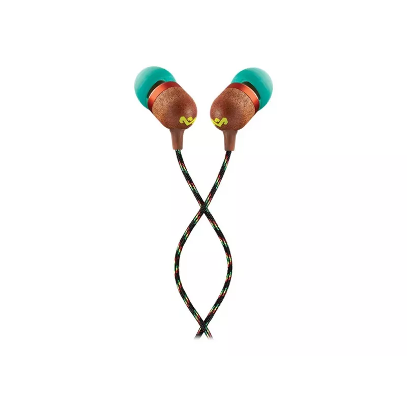 Marley Smile Jamaica In-Ear Kabelgebundene Ohrhörer mit Mikrofon und USB-C, 9-mm-Treiber – Rasta (EM-JE042-RA)