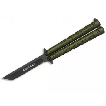 Martinez Albainox K25 Balisong Butterfly Messer Grüner Aluminiumgriff Edelstahl Clip-Point-Klinge