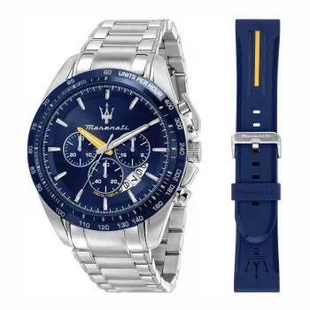 Maserati Herren Quarz-Chronograph Uhr R8871612039 45mm Edelstahl Schwarzes Zifferblatt Lederarmband