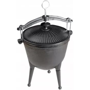 MASTER GRILL Gusseisen-Jagdkessel MG629 – 8L, vorgewürzt, für Lagerfeuer und Outdoor-Kochen