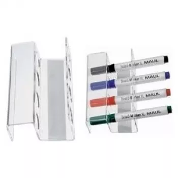 MAUL Acryl Magnetischer Stiftehalter für 4 Whiteboard- oder Flipchart-Marker, Kristallklar (6388405)