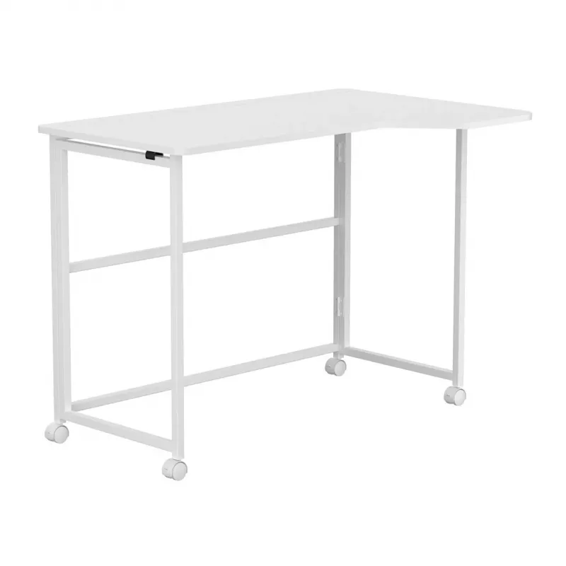 MCN Maclean Klapptisch L-förmig Weiß 100x65 cm mobil mit feststellbaren Rollen MC-1250 L/W