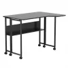 MCN Maclean Klapp-Schreibtisch/-Tisch, schwarz, mobil, 100x73 cm, max. 50 kg, gewinkelt, L-förmig, MC-126 L/B