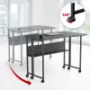 MCN Maclean Klapp-Schreibtisch/-Tisch, schwarz, mobil, 100x73 cm, max. 50 kg, gewinkelt, L-förmig, MC-126 L/B