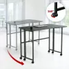MCN Maclean MC-1250 L/B klappbarer L-förmiger Eck-Schreibtisch, schwarz, mobil, 100x65 cm, max 50 kg